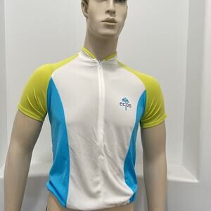 ecos Performance Wear Short Sleeve T-Shirt White Green Zipper Pockets Size M NWT